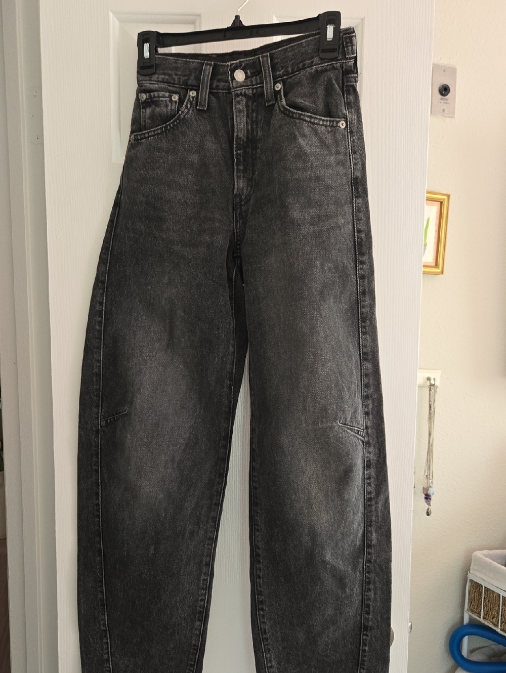 Levi's Women's Black Washed Wide Leg Jeans-24